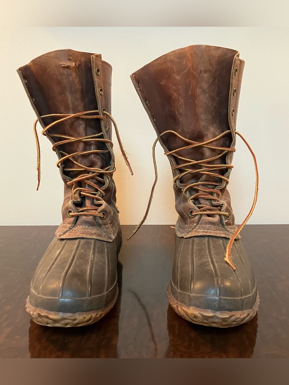 VTG LL Bean Maine Hunting Shoe Boot  Size 9N Chocolate Brown Leather USA Made